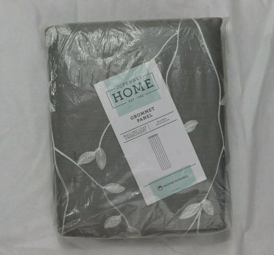 Panel Cortina JCP Malone Gris Gris Blanco Bordado Ojal Apagón 50 x 95 Foto 4 de 4