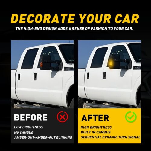 For Ford F-250 Super Duty Pickup 2008 2009-16 LED Side Mirror Turn Signal Light - Picture 6 of 16
