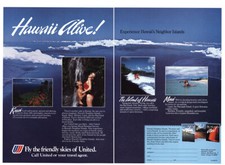 1984 United Airlines: Hawaii Alive Vintage Print Ad