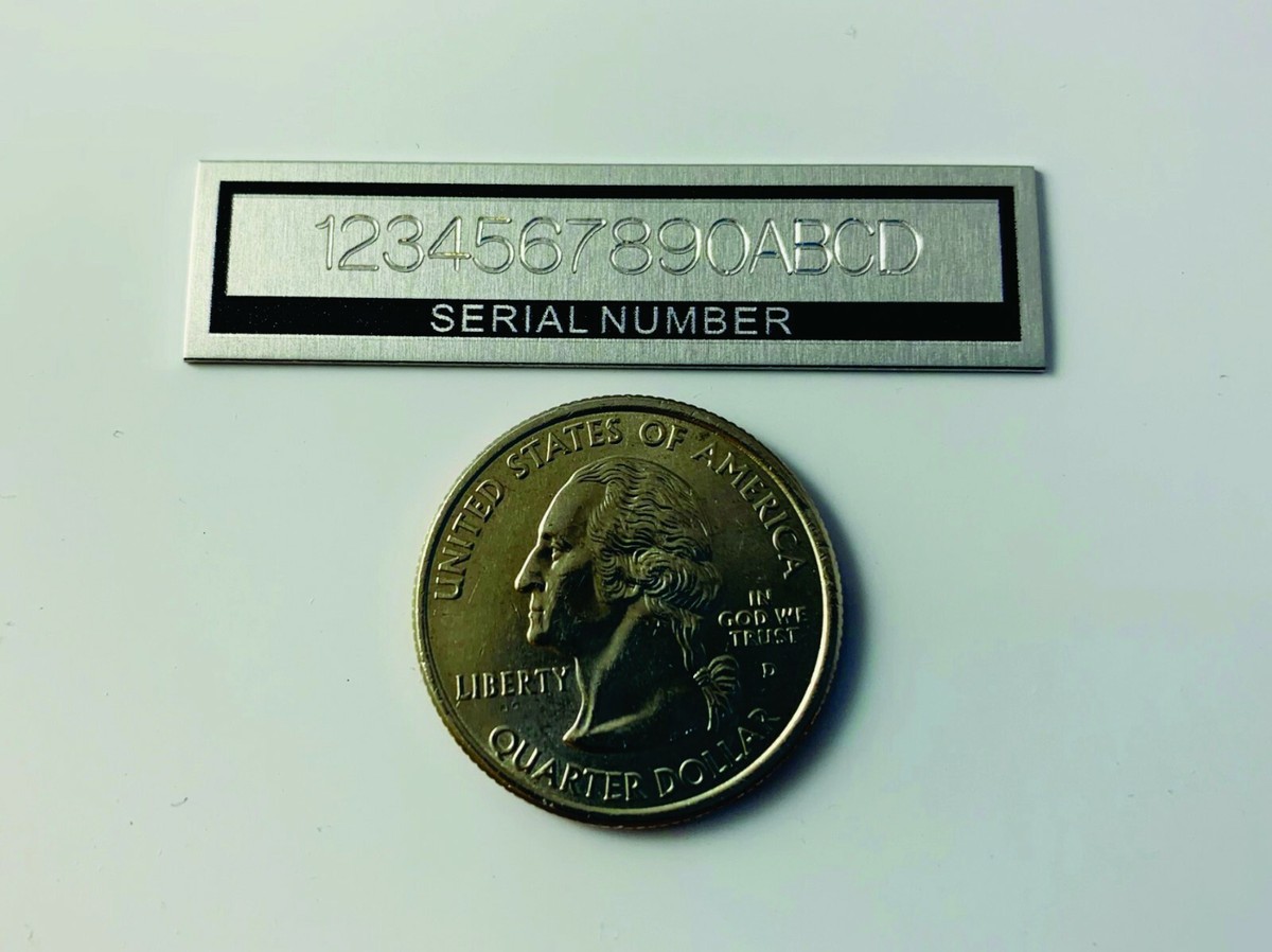 SMALL SERIAL NUMBER TAG PLATE ENGRAVED WITH NUMBER IDENTIFICATION