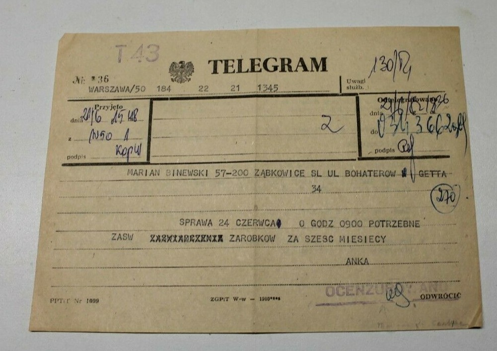 Ancien telegram ( télégramme) eBay