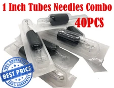 Disposable Tattoo Needles Tubes Combo 25mm 1 Inch Grip 40pcs Pick:RL, RS, CM, M1