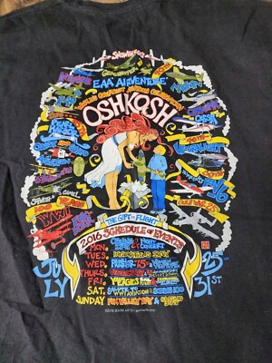 Mens XL Oshkosh 2016 Aviation Air Show Double Sided T Shirt