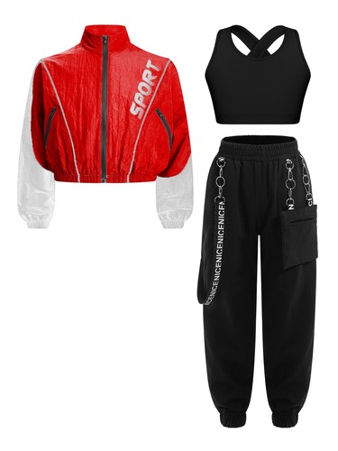 Kids Girls Crop Tops With Pants Active Tracksuit Performance Sweatsuit Youth - Picture 47 of 59