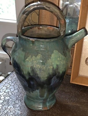 Poterie Landaise Soustons ancienne gargoulette à décor flammé - Photo 1/4