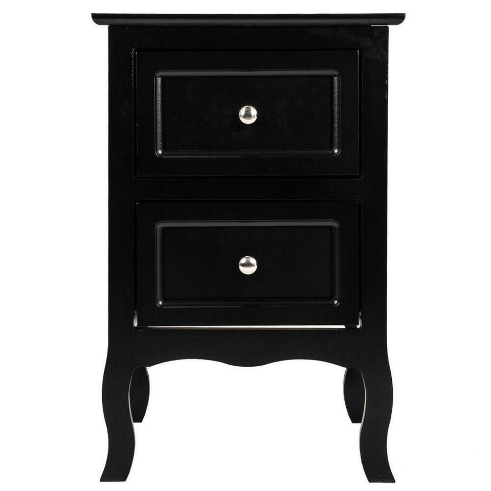 Bedroom Night Stand Bedside Table Furniture End Side Storage Wood Black
