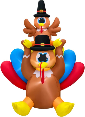 6ft Thanksgiving Inflatable 🦃 Turkey LED Fall Garden Lawn Autumn Harvest NEW - Picture 7 of 15