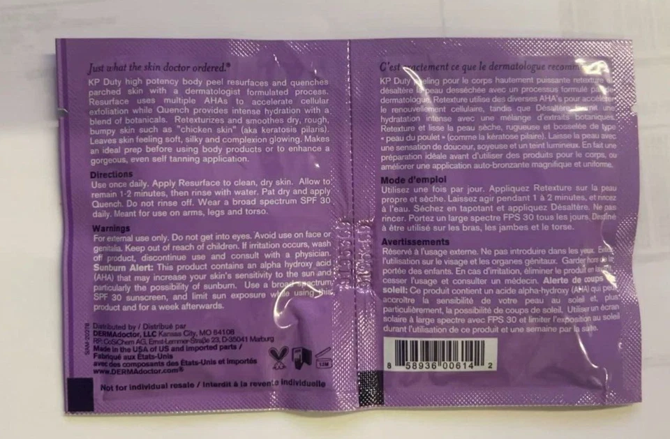 2x DERMAdoctor KP duty High Potency Daily Body Peel Resurface& Quench 6ML*2 each - Image 2 of 4