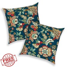 Melody Elephant 2 Pcs 20x20 Pillow Covers Peacock Blue