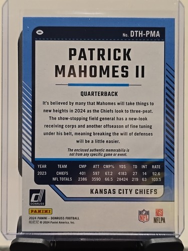 Parche Panini Donruss Threads 2024 - Patrick Mahomes #DTH-PMA Chiefs - Imagen 6 de 6