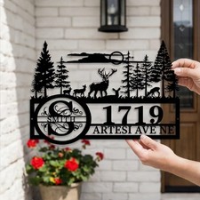 Custom Address Sign, Personalized House Number Plaque, Metal Outdoor Name Sign