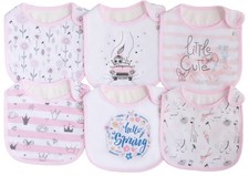 Cotton Waterproof Baby Bibs Girls Boys Unisex Drooling Teething Snaps Print