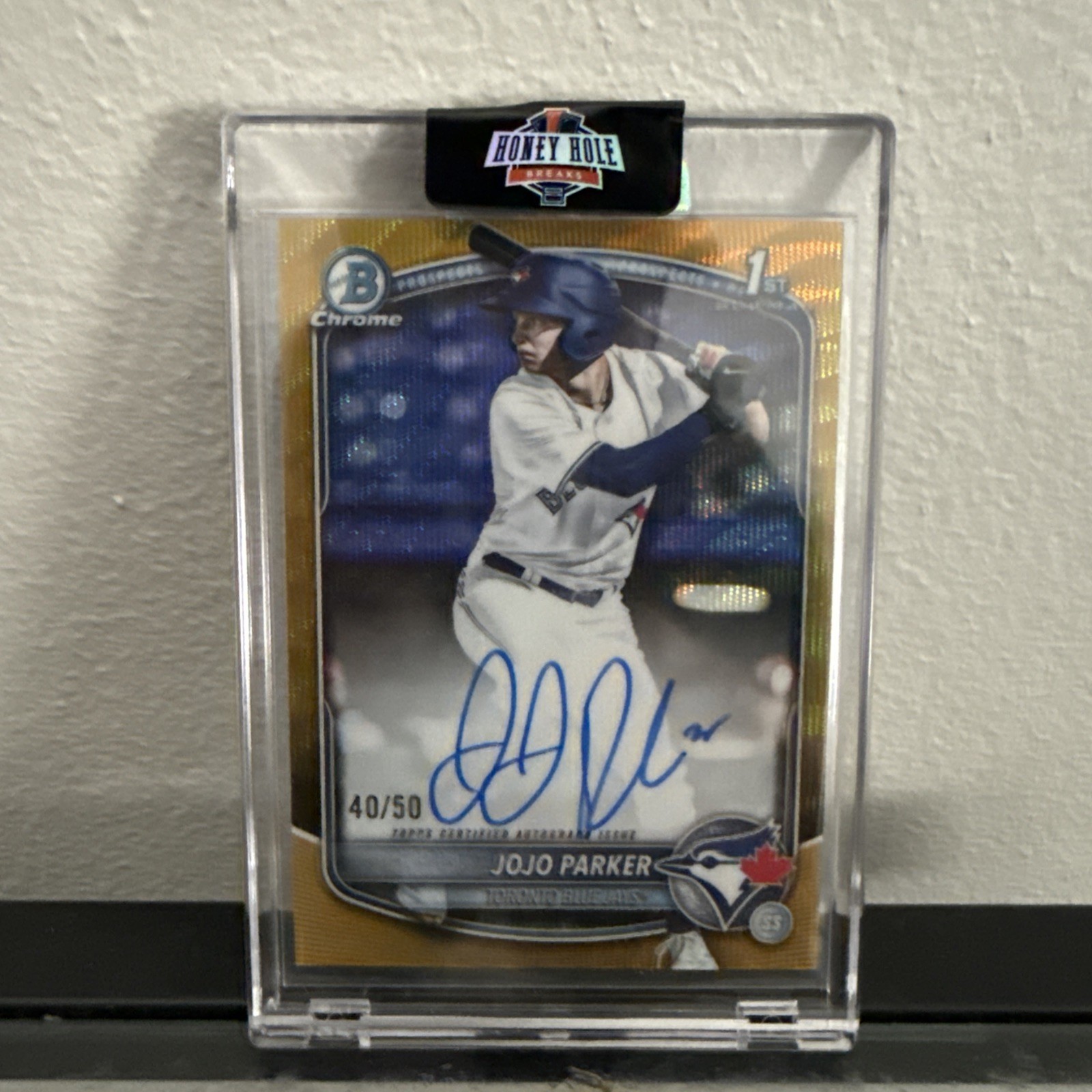 JOJO PARKER 2025 BOWMAN CHROME DRAFT 1ST GOLD WAVE JAYS AUTO 40/50 CPA-JP