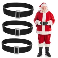 3pcs Black Santa Claus Belt Adjustable Santa Claus Waistband Santa Suit Belt 