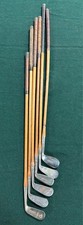 S11 Antique Lot 6 Hickory Shaft Golf Club Set Niblick Wolverine Spalding H B