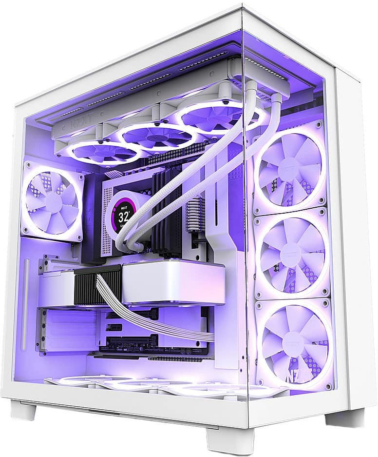 Корпус для ПК NZXT - H9 Flow ATX Mid-Tower с двумя камерами - Белый 15890₽