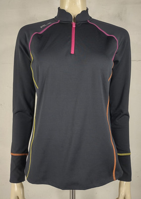 RLX black rainbow thread 1/4 zip pullover athletic top scalloped neck Small