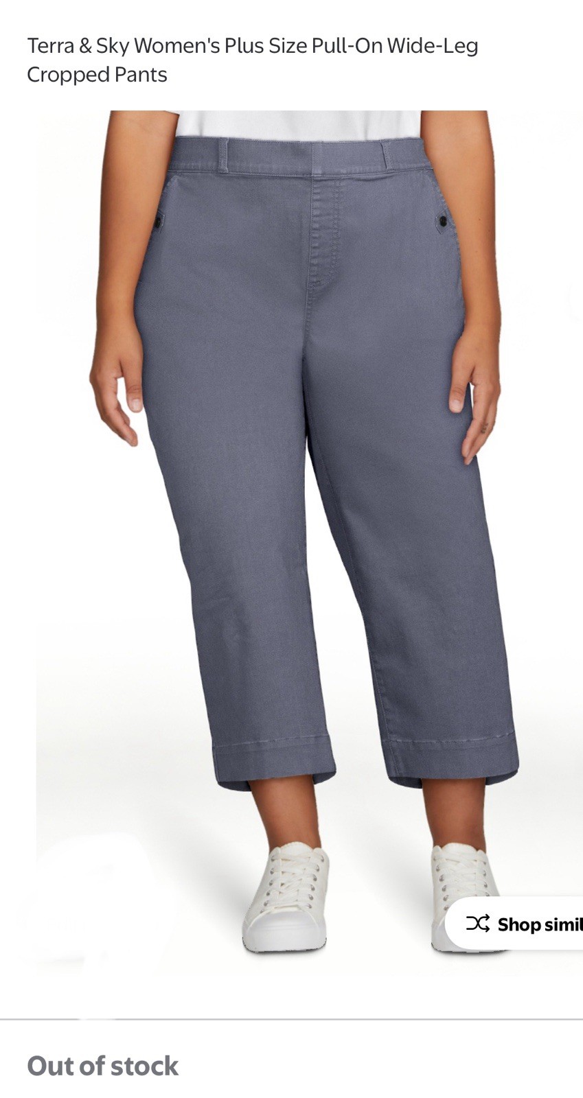 Terra & Sky Women's Plus Size Pull-On Wide-Leg Cropped Pants PLUS 1X ( 16W-18W)