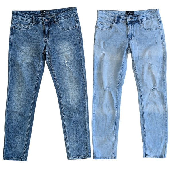 Grungemama Distressed Jeans Sz 36 AU 8 Stretch Ripped Slim Blue GM Logo Casual