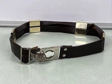 Vintage Leather Boy Scouts Of America Belt With 4 Merit Slide-on Badges