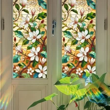Flora Window Privacy Film Seasonal Flower Window Decorations 17.7x39.3 inch S...