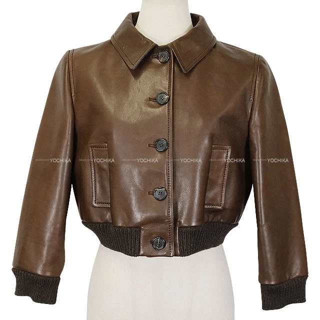Miu Miu — 2025AW Miu Miu Leather jacket Cropped Logo Bruciato Leather #40[BRAND NEW][A...