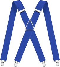 Men Heavy Duty Suspenders with Strong Clips Adjustable Braces X-Back for Work US