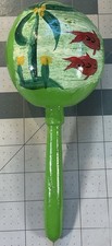 Mexican Souvenir Handpainted Gourd Maraca Green 8x3