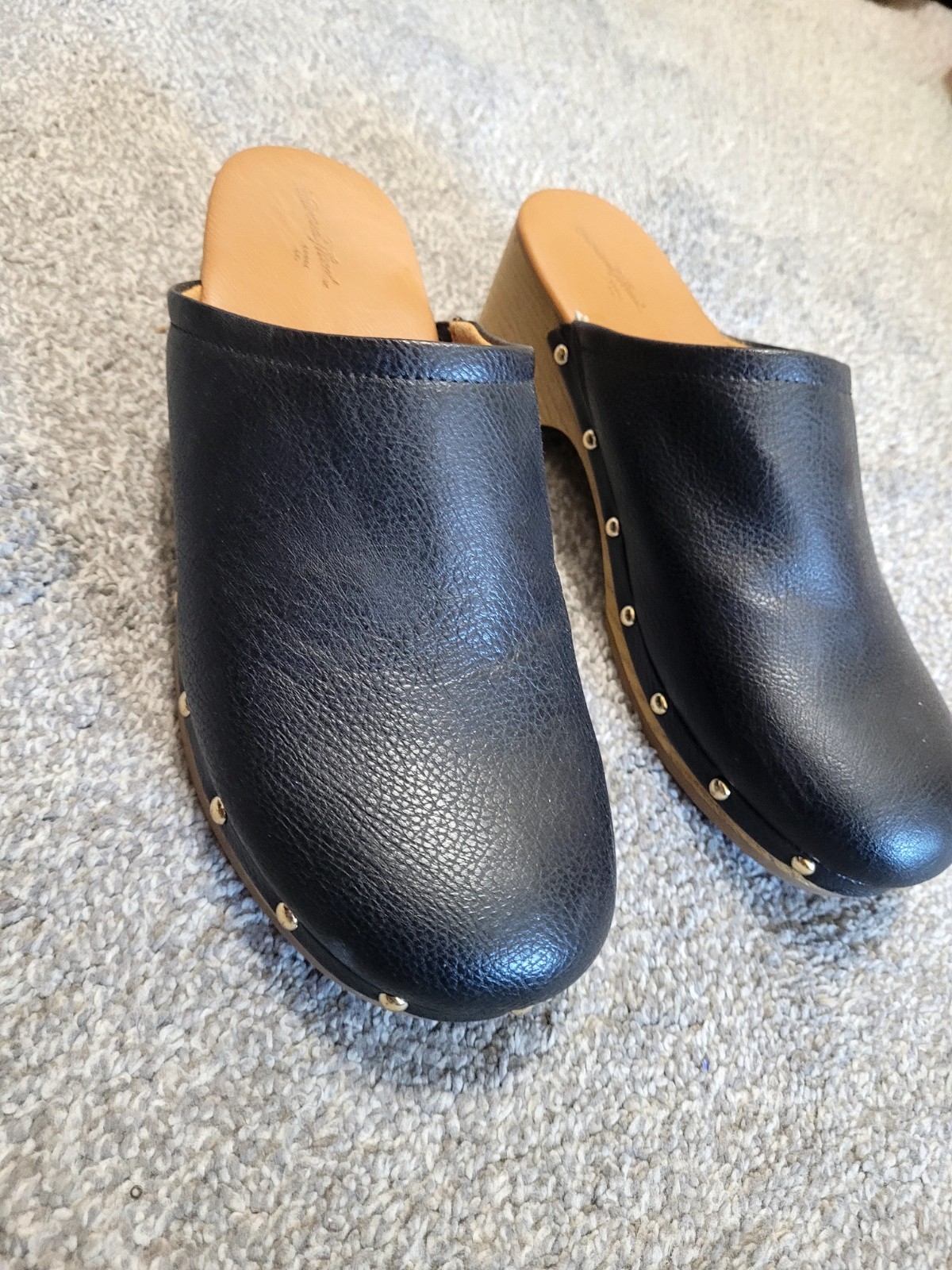 Universal Thread Indra Black Leather Studded Clog… - image 1