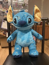 Disney Build A Bear Aloha Winter Talking Stitch Metallic Gold Snowflakes Plush