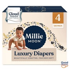 Millie Moon Luxury Disposable Diapers - Size 4 - 120ct: 22-32 lbs,Hypoallergenic