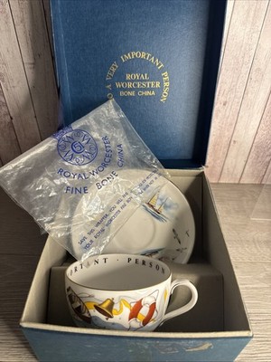 Vintage Royal Worcester ''Very Important Person'' große Frühstückstasse & Untertasse