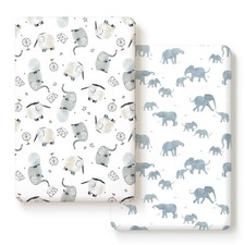 Pack n Play Sheets Fitted 2 Pack, Stretchy Ultra Soft Jersey Knit Pack and Pl...