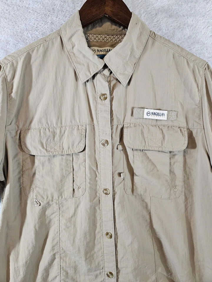 Magellan Outdoors Shirt Womens Large Fishing Short Sleeve Vented Utility Pockets - Image 2 of 4