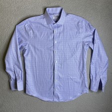 Twillory Shirt Mens 16.5 -34/35 Blue Plaid Button Up Cotton Fit Non-Iron Casual
