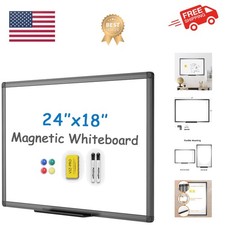 Magnetic Whiteboard/Dry Erase Board with Black Aluminium Frame, 24 X 18 Inche...