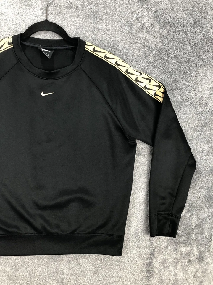 Nike Sudadera Mujer Mediana Negra Dorada Centro Swoosh Cuello Redondo BV3443-011 Foto 3 de 4