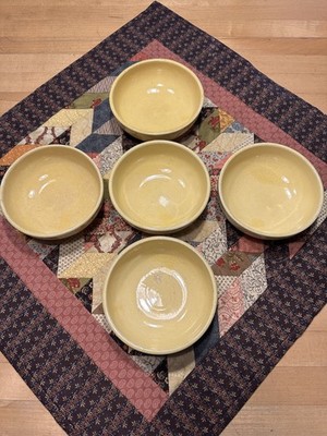 Vintage McCoy Pottery 5.5'' Cereal Bowls in Yello Set of FIVE Made in USA