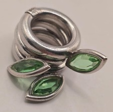 3 designer rings Tina Engell solid 925 silver peridot size 50 (15.9 mm Ø) 43 gr.