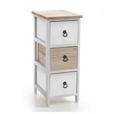 CASSETTIERA IN LEGNO CON 3 CASSETTI COLORE BIANCO E NATURALE 26 X 32 X 62 CM