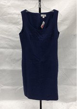Tahari Arthur S Levine Women's Dark Blue Solid Woven Sheath Dress Size 8