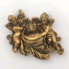 Vintage Gold Cherubs Plaster Wall Pocket Architectural Decoration Angels