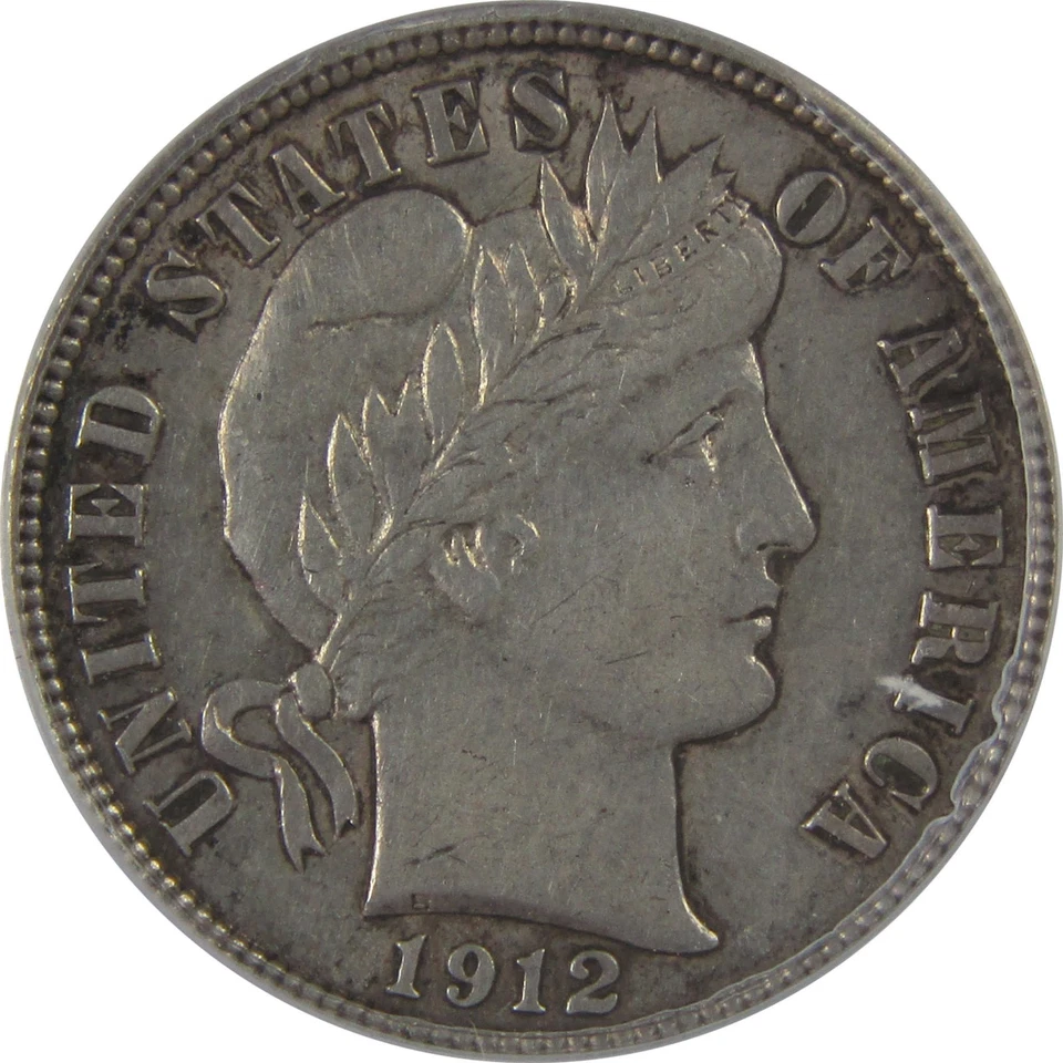 1912 D Barber Dime AU 58 Details ANACS Silver 10c Coin SKU:CPC1201 - Image 3 of 4