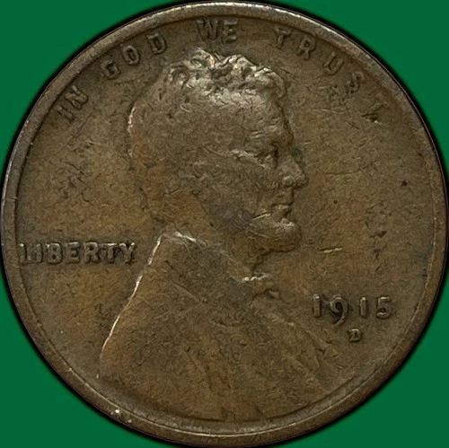 1915-D Lincoln Wheat Cent Fine F Coin #36948