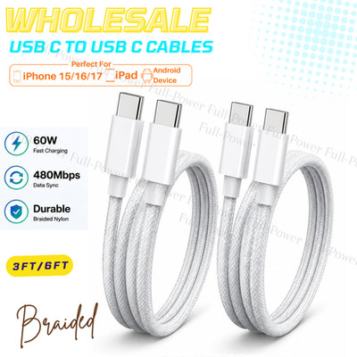 Type C to Type C Fast Charger Cable for iPhone17/16/15/iPad Air/Mini/Samsung Lot