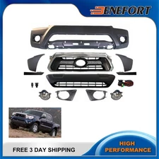 Front Bumper Cover Kit W/ Grille & Fog Lights For 2012-2015 Toyota Tacoma