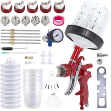 Hvlp Gravity Feed Spray Gun Kit With 5 Nozzles 1.41.72.02.53.0mm 10 Dispo
