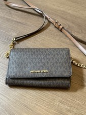 Michael Kors Jet Set Travel Brown MK Logo Cha...
