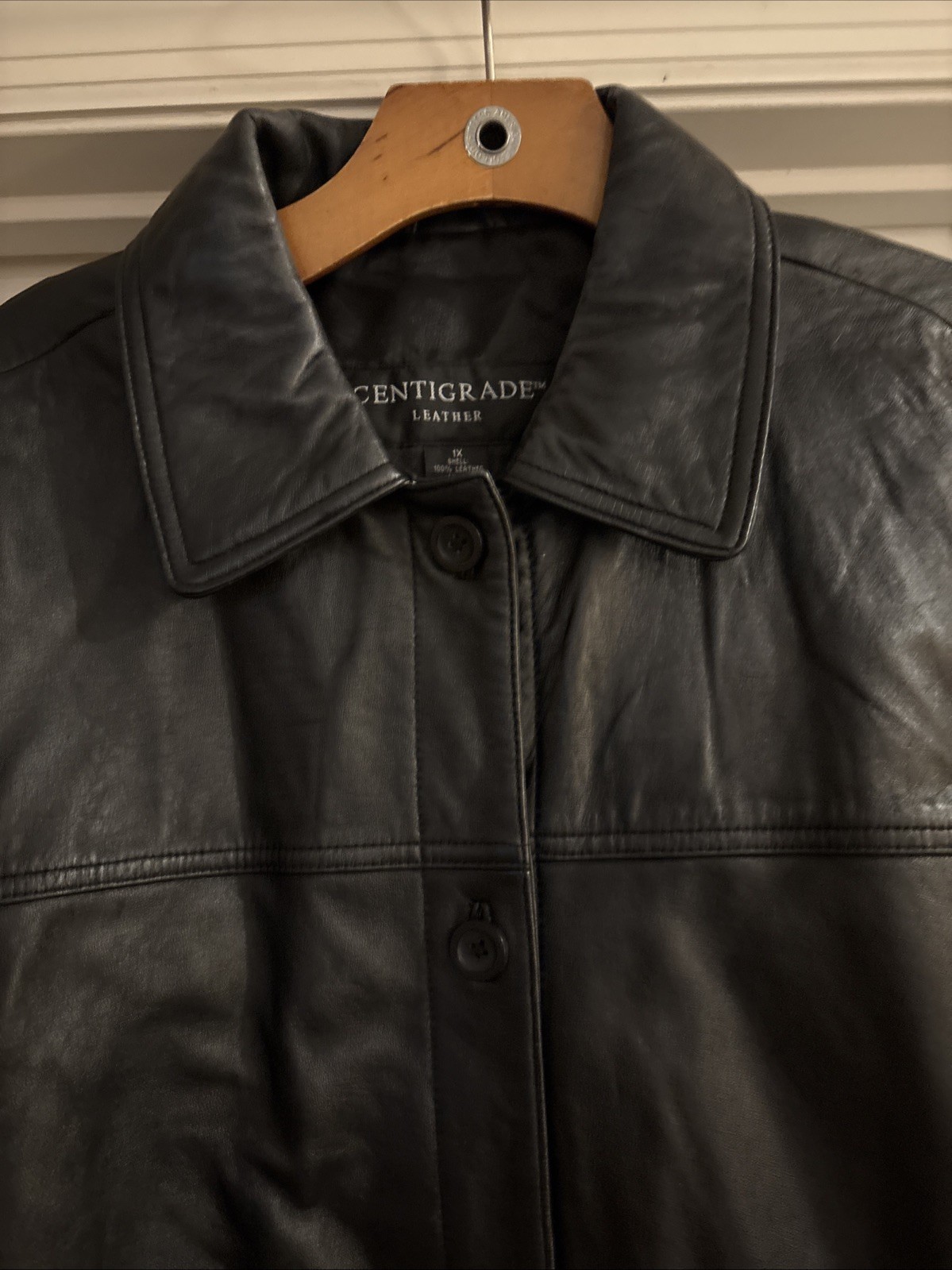 Centigrade Leather Button Jacket Soft Black Lined… - image 4