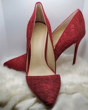 Imagine Vince Camuto Ossie Red Textured d'Orsay Pointed Stiletto Pumps US 9M
